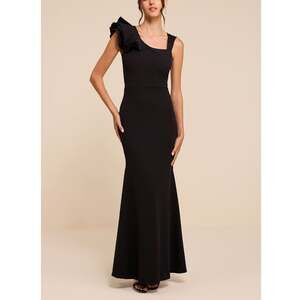NEW Lulus Lucette Black Sleeveless Ruffled Crepe Knit Mermaid Formal Maxi Dress